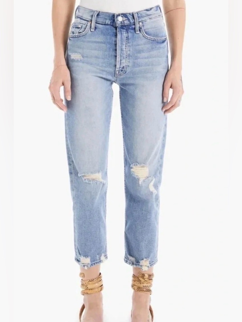 NWT Mother Superior The Tomcat The Confession Distressed Jeans Size 30